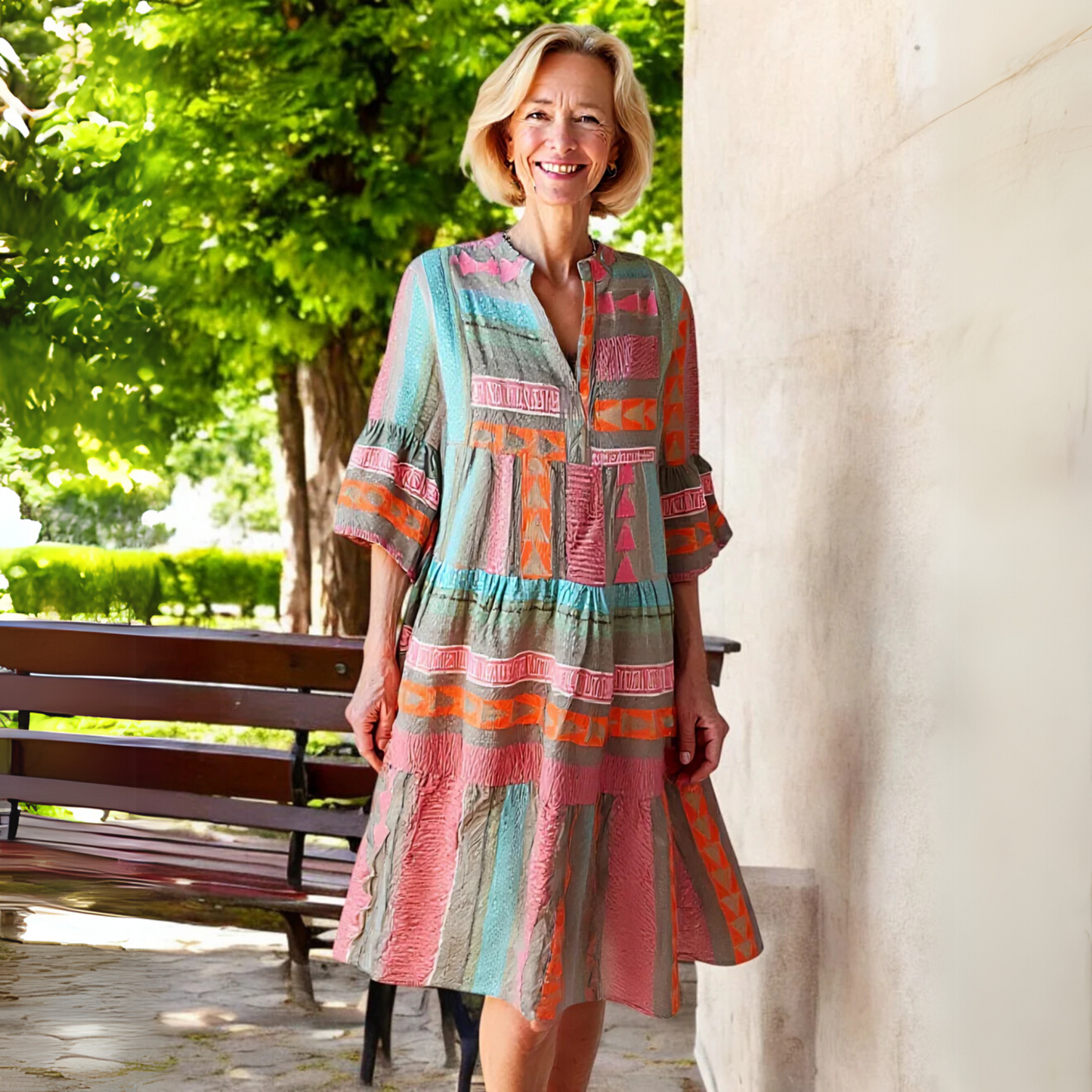 Spring Dress | Elegant A-Line Ruffle Linen Dress