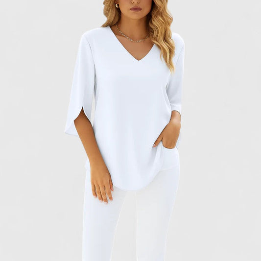Blouse | V-Neck Split-Sleeve Summer Blouse