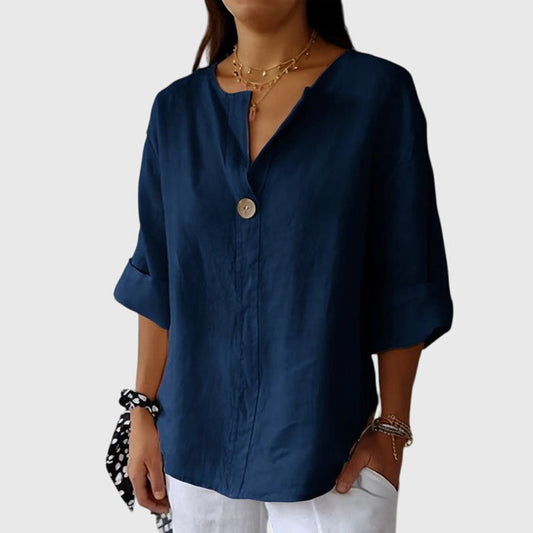 Blouse | V-Neck Single-Button Blouse