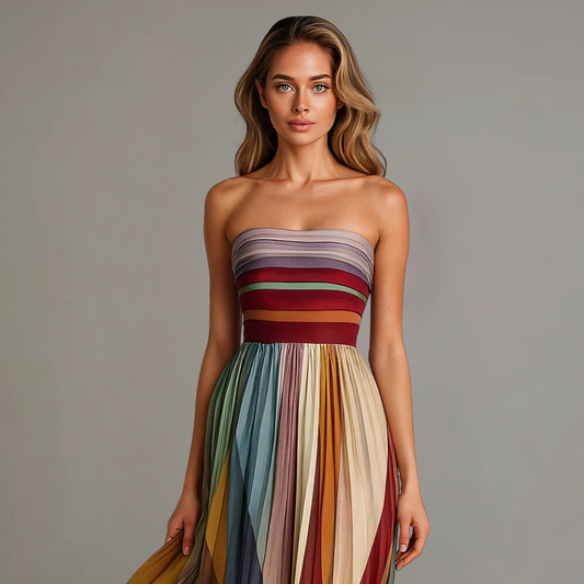 Strapless Maxi Dress | Pleated Summer Maxi