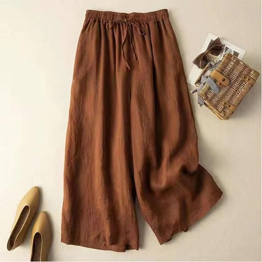 Linen Trousers | Elegant Loose Straight-Leg Pants