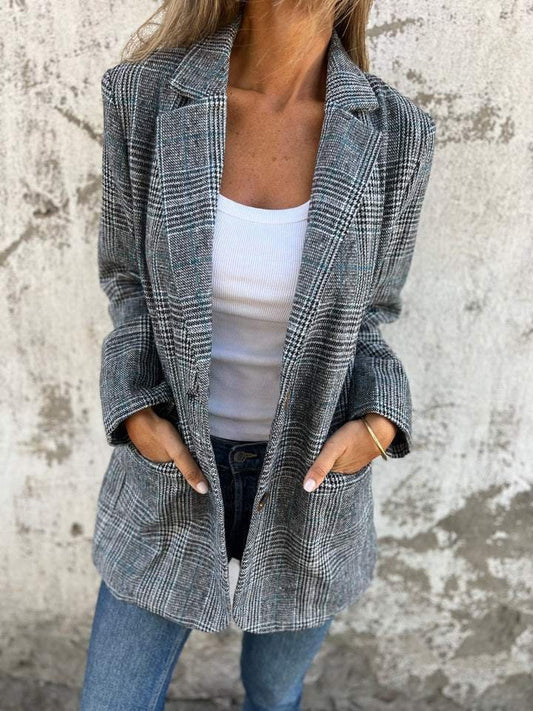 Blazer | Elegant Checked Tailored Blazer