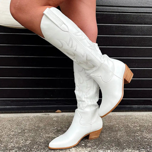 Women's pointed-toe western heeled boots