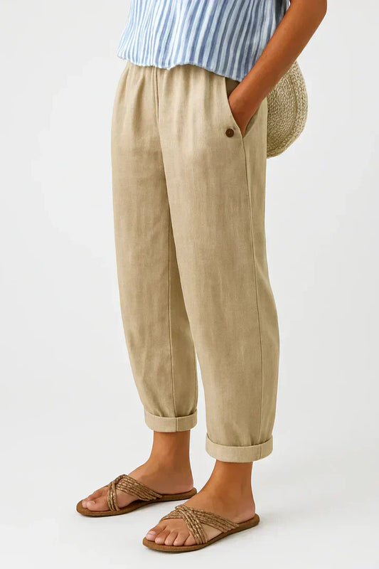 Women's straight-leg cotton trousers