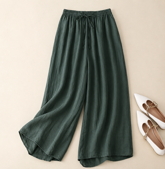 Linen Trousers | Elegant Loose Straight-Leg Pants
