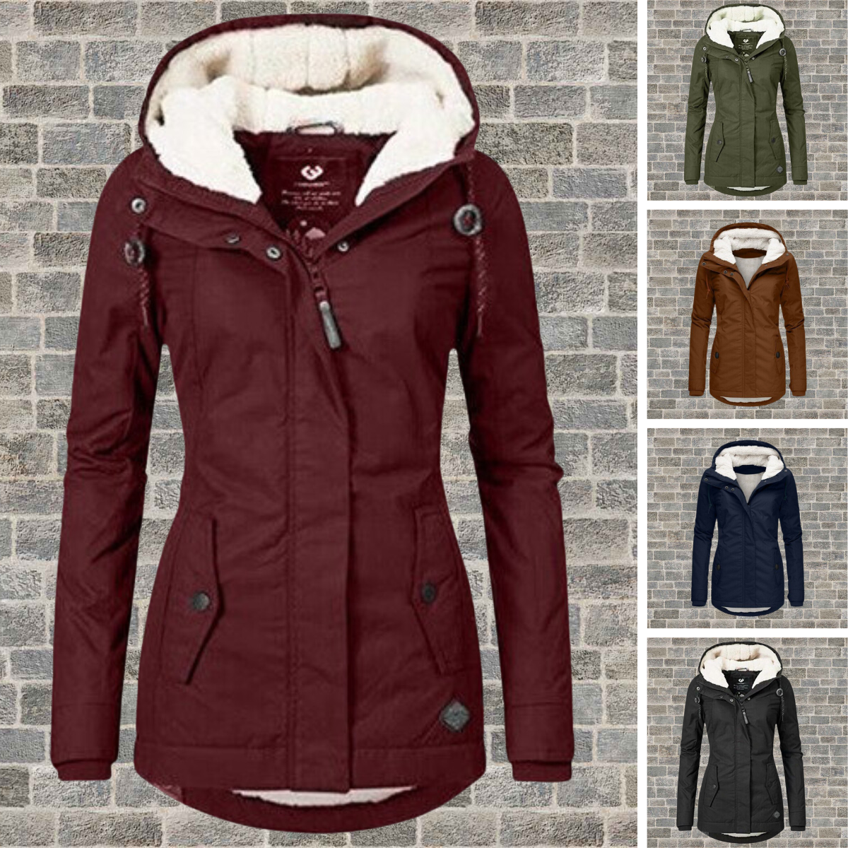 Women's Cotton Coat | Pleated Hooded Teddy-Lined Coat