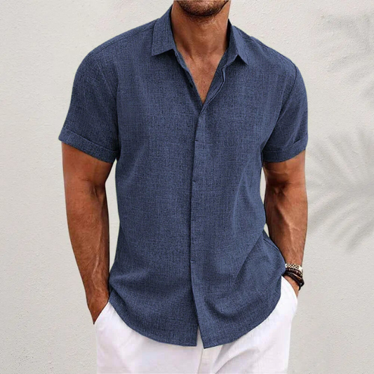 Men's short-sleeve linen summer shirt