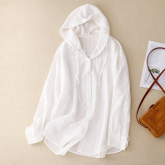 Lightweight Hoodie | Button-Front Relaxed Hooded Top