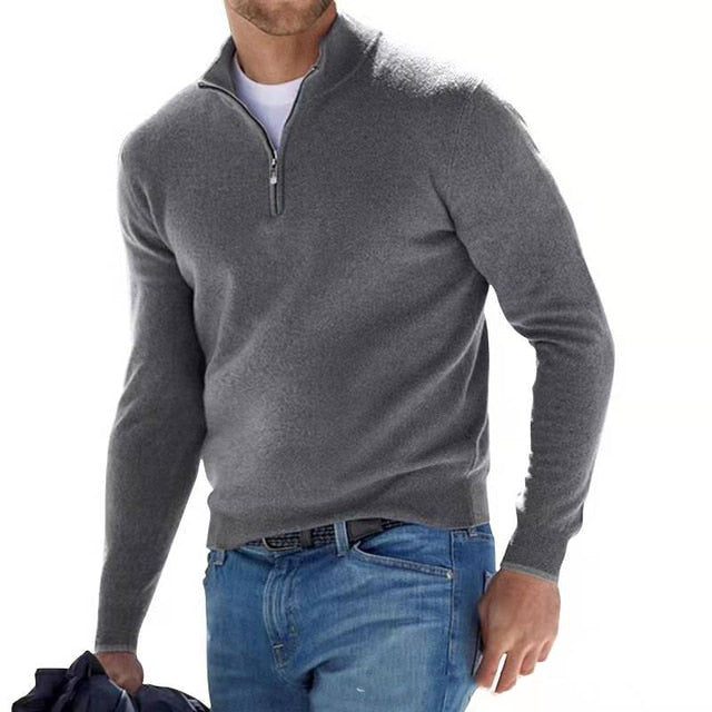Sweater | Half-Zip Long-Sleeve Knit Sweater