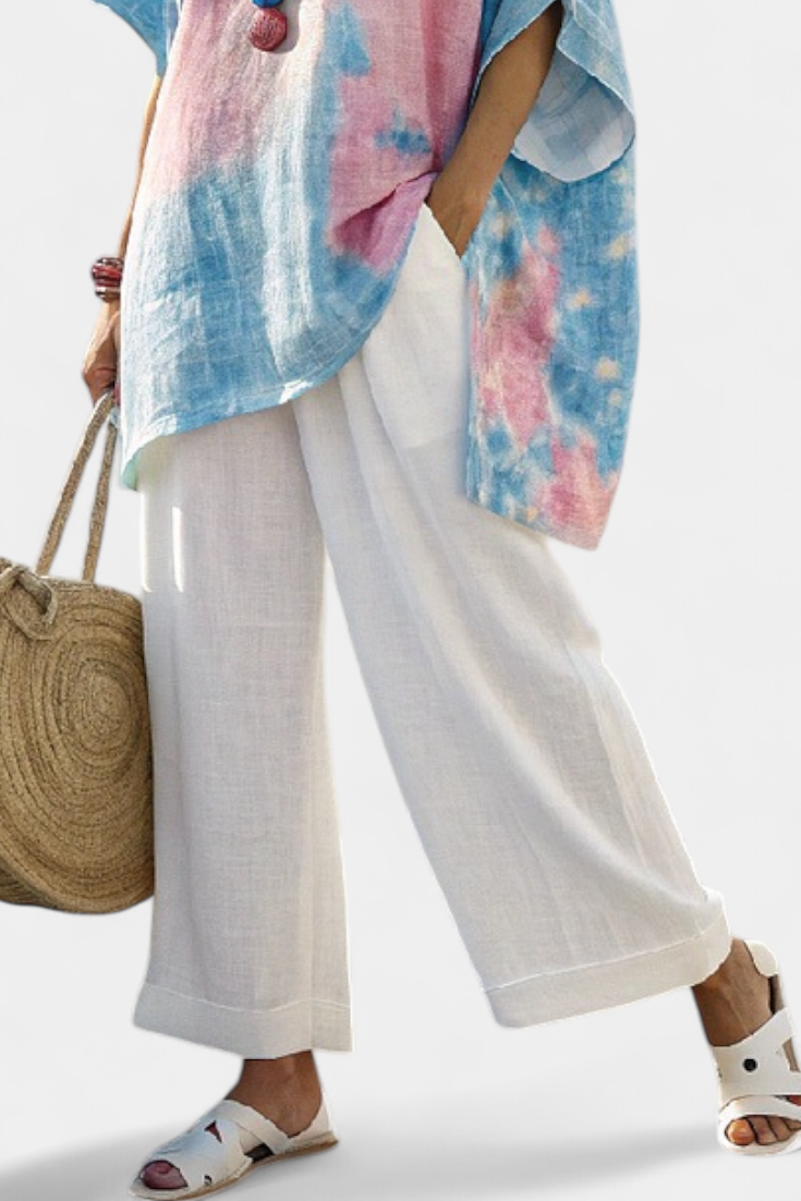 Linen Set | Relaxed Top & Striped Trousers