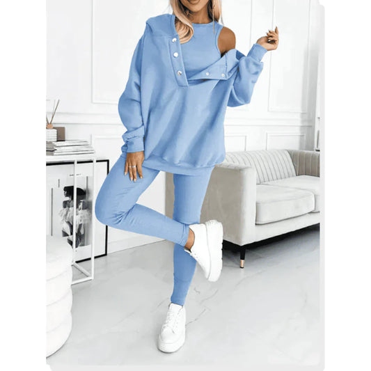 Women's cotton 3-piece loungewear set