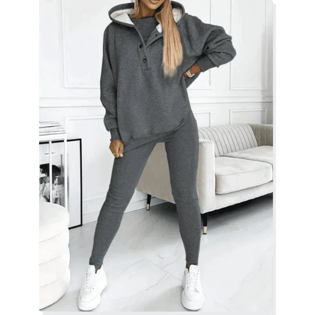 Cotton Loungewear Set | 3-Piece Sweatshirt & Joggers