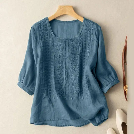Floral Relaxed Blouse | Embroidered Everyday Top