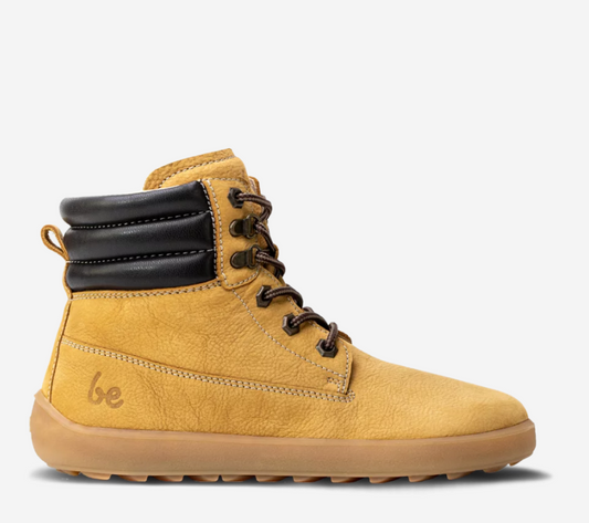 Women's mustard nubuck leather barefoot ankle boots