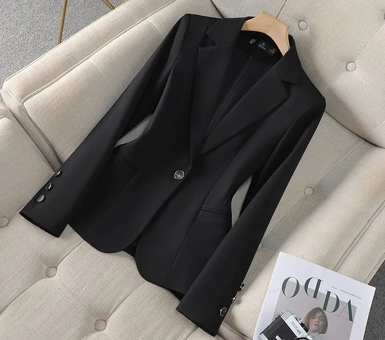 Linen One-Button Blazer | Tailored Lapel Jacket
