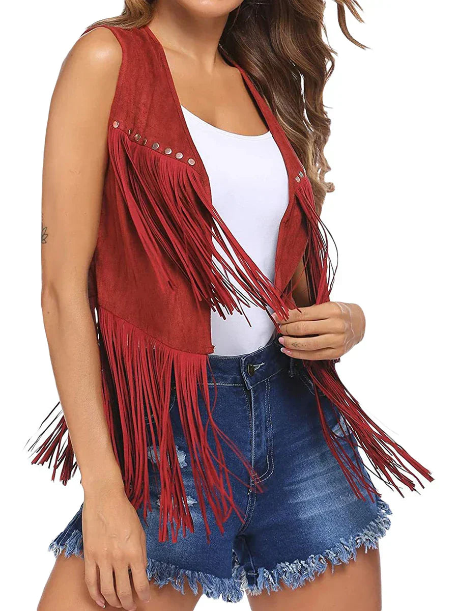 Fringe Vest | Sleeveless Open-Front Waistcoat