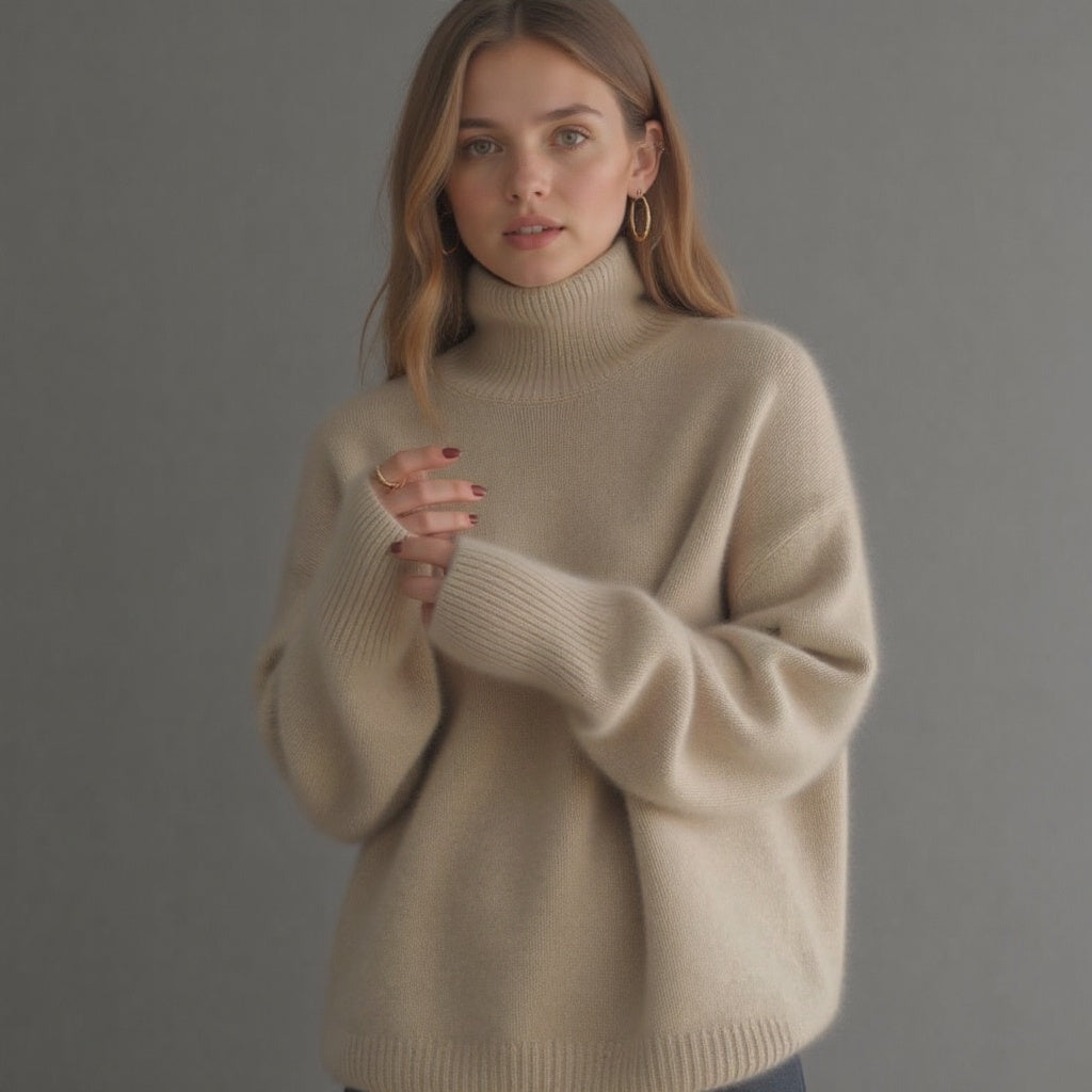 Oversized Roll-Neck Cashmere-Blend Jumper
