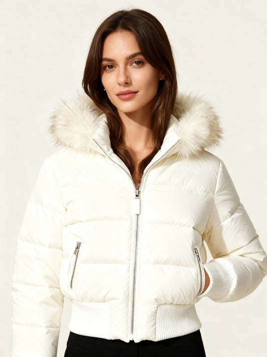 Quilted Winter Jacket | Faux Fur Hood Puffer