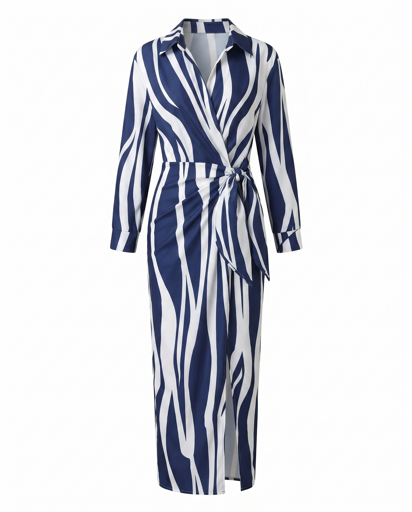 Wrap Maxi Dress | Leaf Print V-Neck Dress