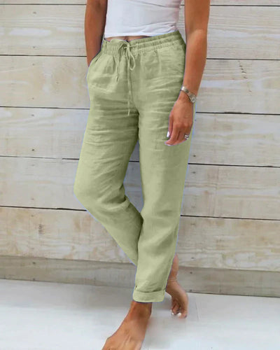 Trousers | Cotton-Linen Relaxed Drawstring Pants