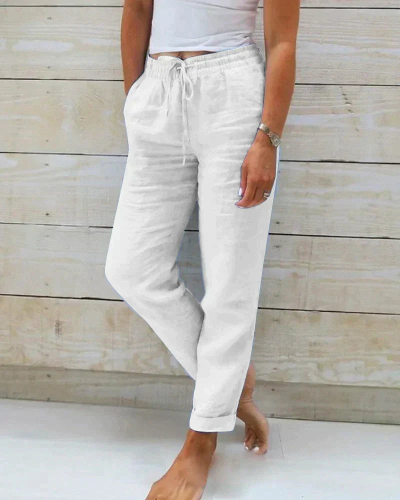 Trousers | Cotton-Linen Relaxed Drawstring Pants