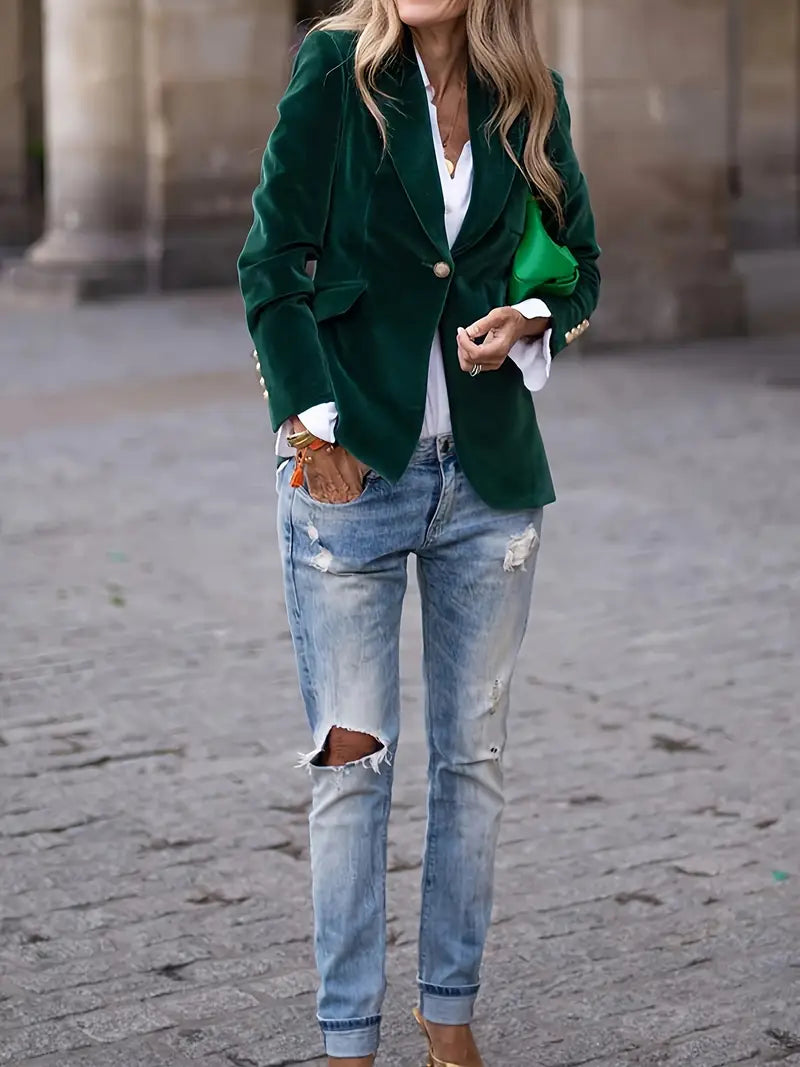 Blazer | Notched Lapel Single-Button Blazer