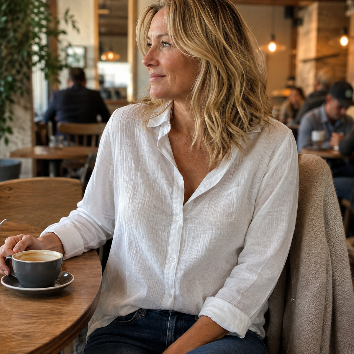 Linen Button-Down Blouse | Long Sleeve Collared Top