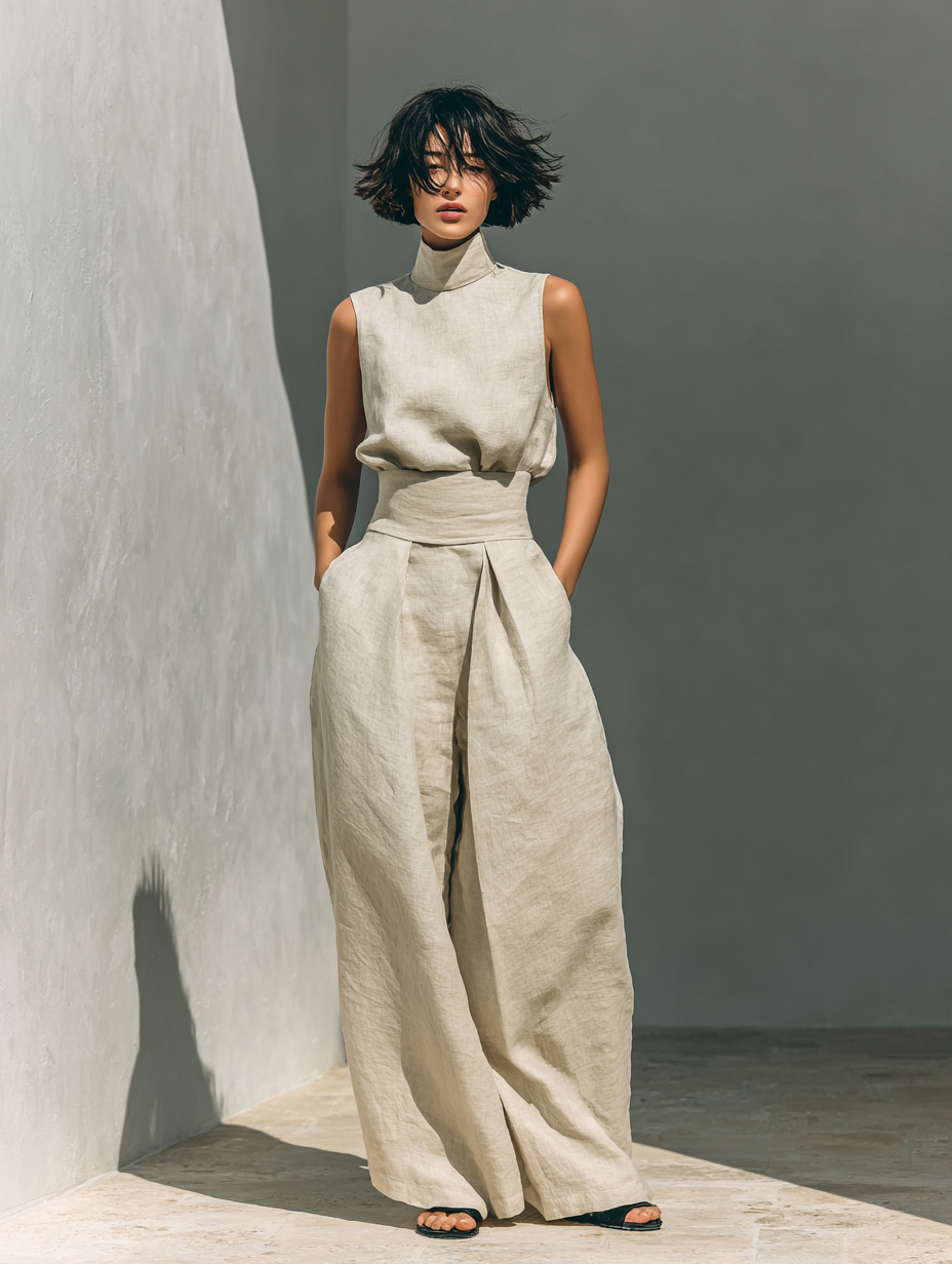 Women's Set | Sleeveless Top & Wide-Leg Trousers Set