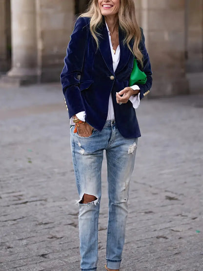 Blazer | Notched Lapel Single-Button Blazer