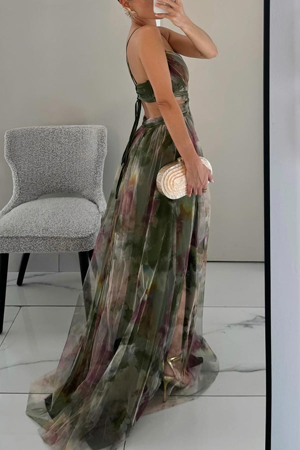 Women's Dress | Floral Open-Back Maxi Dress