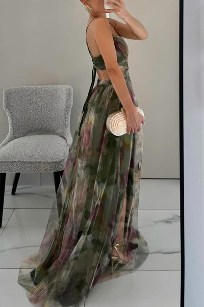 Women's Dress | Floral Open-Back Maxi Dress