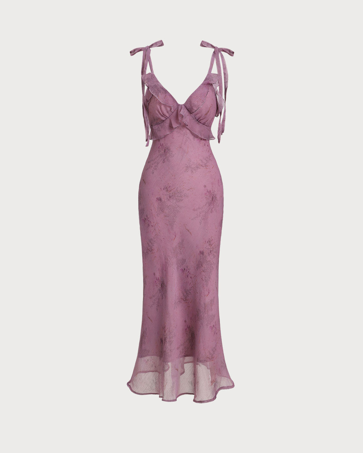 Women's Dress | Floral Ruffle Tie-Strap Midi Dress