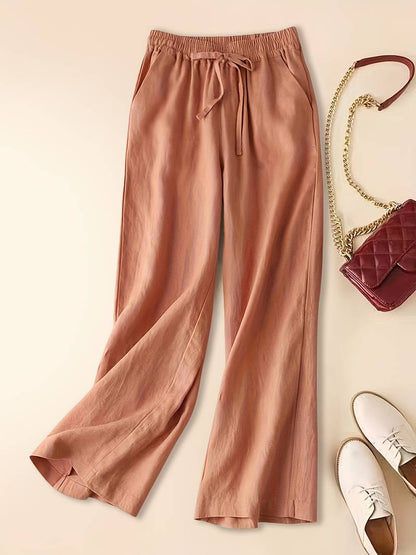 Cotton Drawstring Trousers | Relaxed Wide Pants