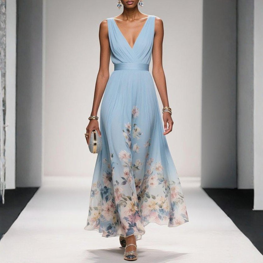 Maxi Dress | Floral V-Neck Wedding Guest Dress