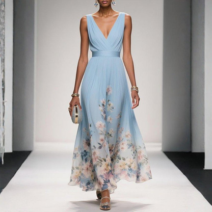Maxi Dress | Floral V-Neck Wedding Guest Dress