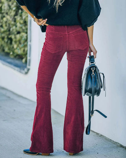 Corduroy Trousers | High-Waist Flare Pants