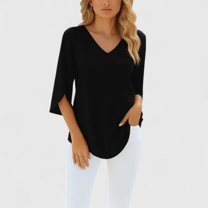 Blouse | V-Neck Split-Sleeve Summer Blouse