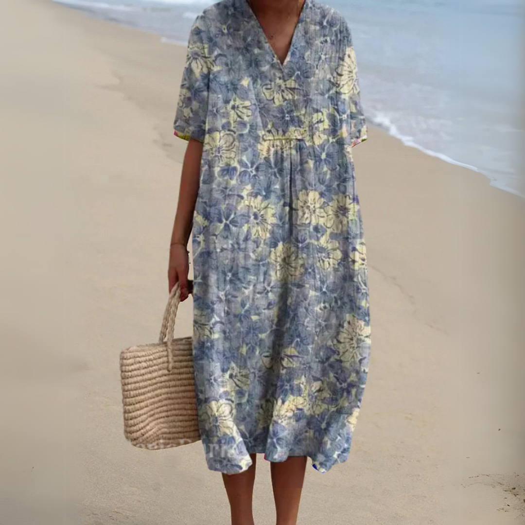 Summer Dress | Floral V-Neck Flowing Dress
