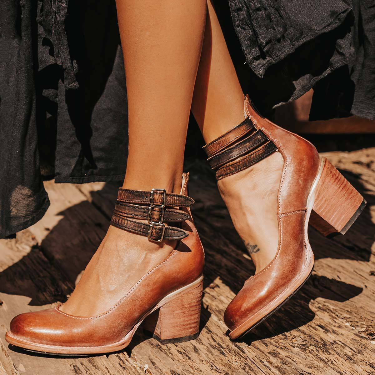 Orthopedic Ankle Boots | Strappy Block Heel Boots