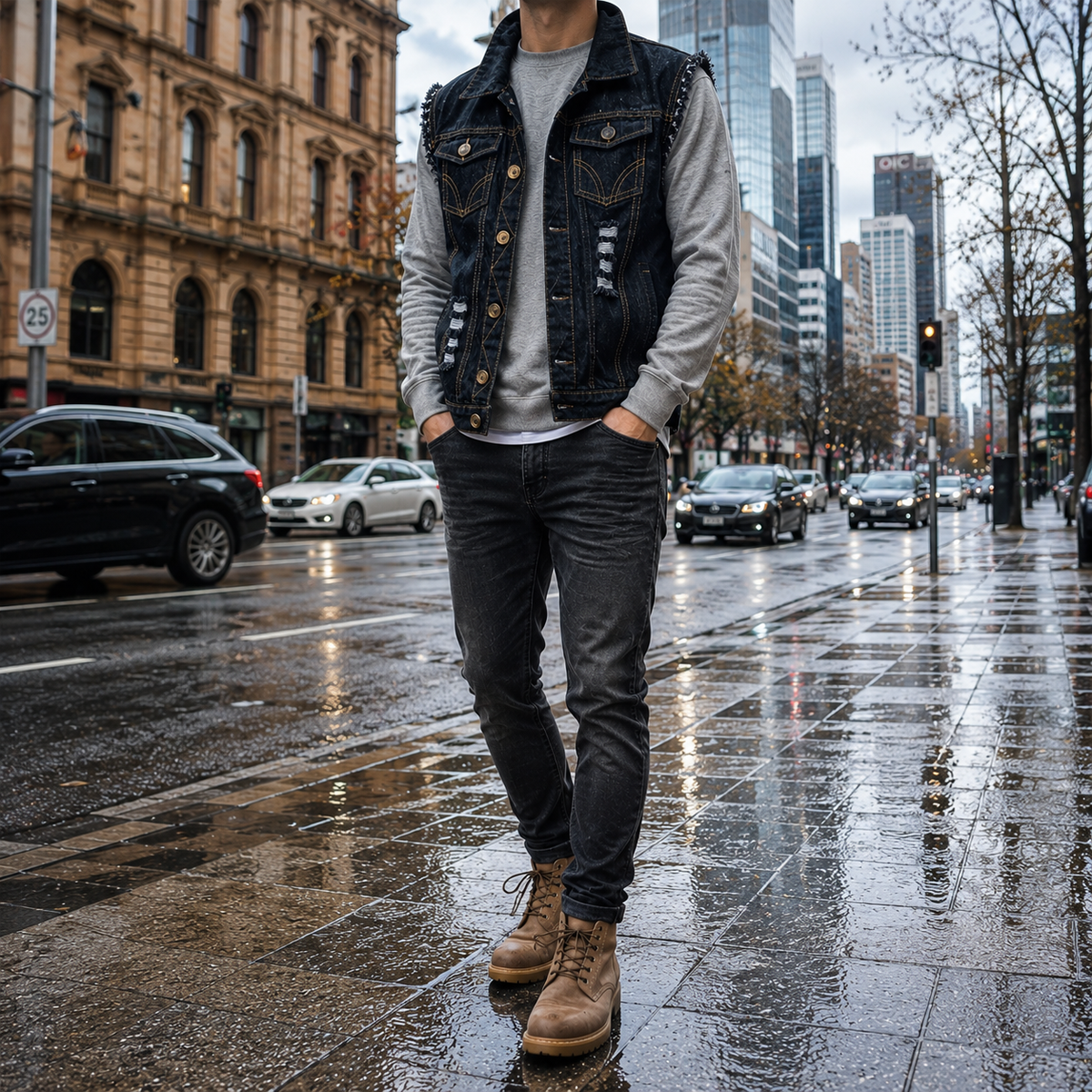 Denim Vest | Sleeveless Trucker Gilet