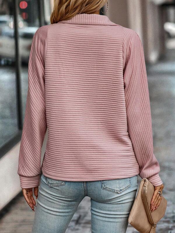 V-Neck Sweater | Zip Detail Knit Jumper