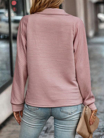 V-Neck Sweater | Zip Detail Knit Jumper