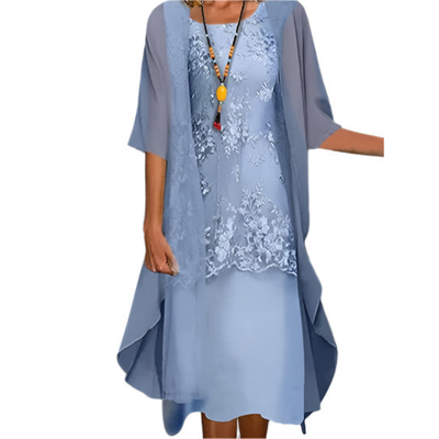 Midi Dress | Flowing Sheer-Sleeve Occasion Dress