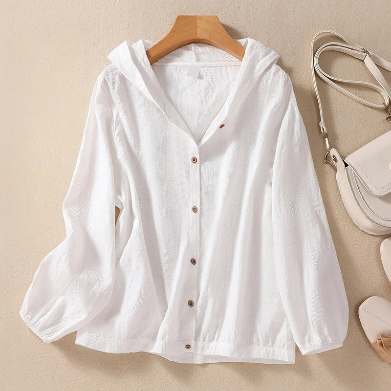 Women's relaxed hooded lightweight shirt