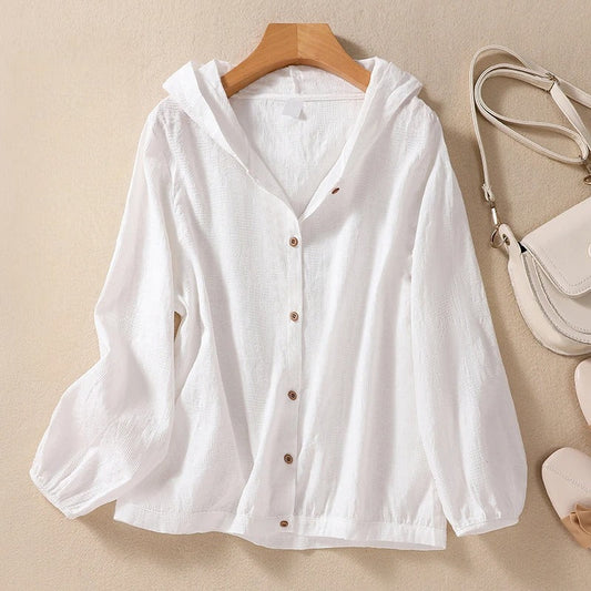 Women's relaxed hooded lightweight shirt