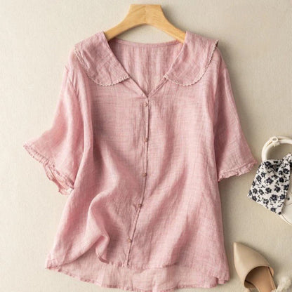 Vintage Blouse | Scalloped Collar Button-Front Top