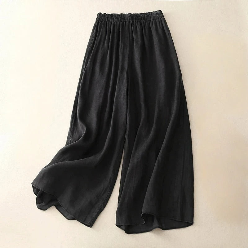 Linen Trousers | Elegant Loose Straight-Leg Pants