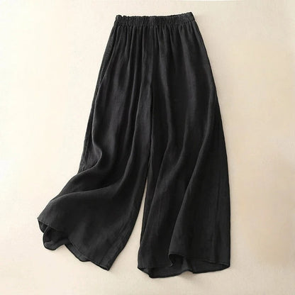 Linen Trousers | Elegant Loose Straight-Leg Pants