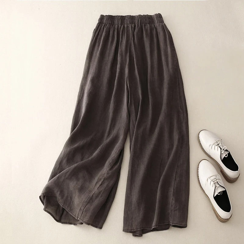 Linen Trousers | Elegant Loose Straight-Leg Pants