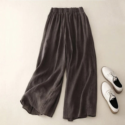 Linen Trousers | Elegant Loose Straight-Leg Pants